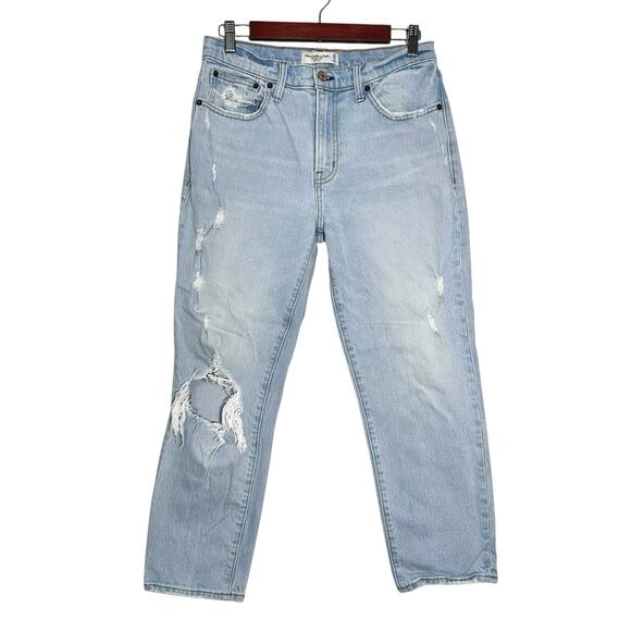 Abercrombie & Fitch | Women | The Boyfriend Mid Rise Distressed Jeans | Sz 28 6R - Picture 2 of 12